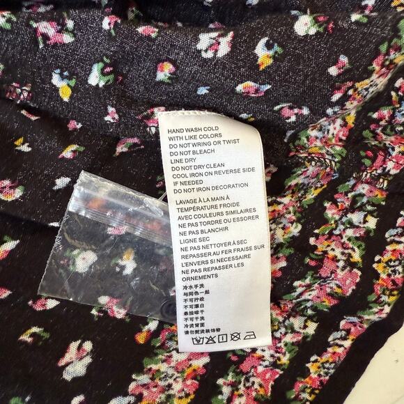 Free People Rare Feelings Boho Maxi Dress Black Floral Tassels sz XS - Picture 3 of 7